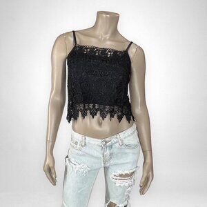 VINTAGE 90s FANNY Lace‎ Crop Sleeveless Top M